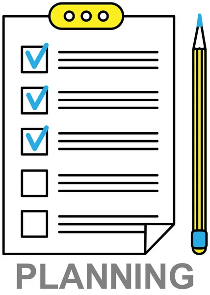在演示板 问卷上列出清单 在剪贴板上打勾 核对表 用数据填好文件 工作与信息 — 图库矢量图片