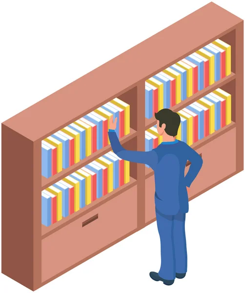 Estudiante Tomando Libro Librería Icono Vector Biblioteca Estudiar Escuela Universidad — Vector de stock