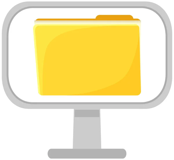 Computadora Escritorio Carpetas Amarillas Almacenamiento Datos Digitales Los Iconos Escritorio — Vector de stock