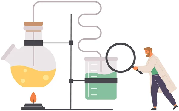 Scientist Makes Laboratory Analysis Equipment Idea Education Chemistry Science Laboratory — Stock Vector