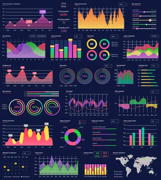 Modèle Vectoriel Diagramme Infographique Conception Graphique Courbe Statistique Annuelle Diagrammes — Image vectorielle