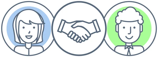 Anlaşma Işbirliği Takım Çalışması Konsepti Ortaklık Sembolü Kullanıcı Profillerinin Yakınındaki — Stok Vektör