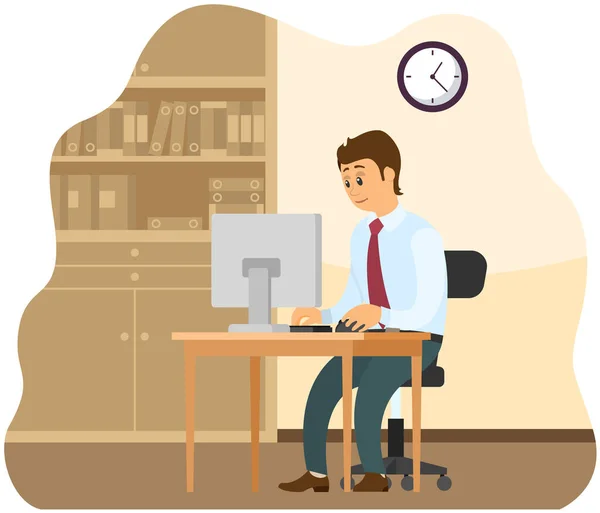 Personal Oficina Gerente Trabajo Comunicación Trabajador Oficina Mesa Empleados Negocios — Vector de stock