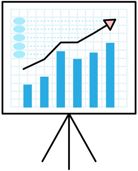 Presentationstavla Med Diagram Och Pil Pekande Uppåt Ekonomisk Redovisning Affärsprocessdiagram — Stock vektor