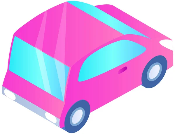 Roze Gezinsauto Voor Het Rijden Weg Vervoer Voor Reizen Stedentrips — Stockvector