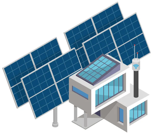 Modern Smart Electrical Solar Power Plant Technology Isolated Digital Related — Archivo Imágenes Vectoriales