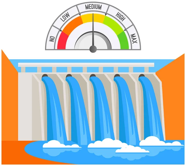 Velocidad Medición Del Agua Cantidad Energía Central Hidroeléctrica Energía Hidroeléctrica — Archivo Imágenes Vectoriales