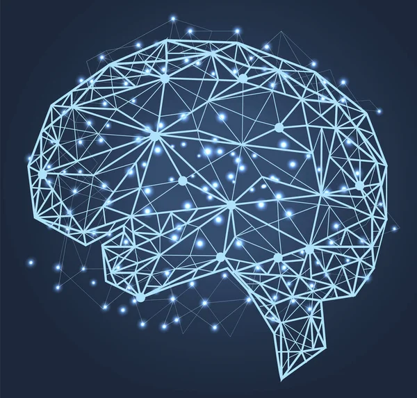 Cerveau Humain Polygonal Fait Lignes Points Recherche Médicale Organes Internes — Image vectorielle