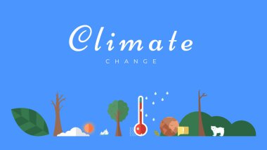 İklim değişikliği vektör şablonu. Kuzey Kutbu, eriyen buzullar, buz üstünde kutup ayısı. Küresel ısınma, deniz seviyesi yükselmesi, doğa hasarı. Dünya Çevre Günü. Ekoloji tehlikeleri, hava kirliliği