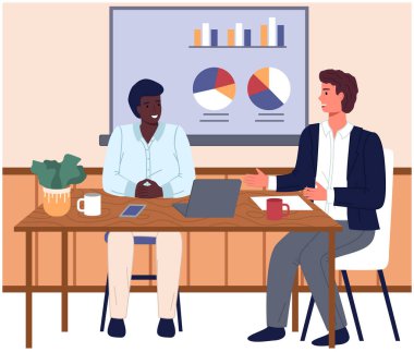 Ofis personeli, iş ve iletişim. Kafa ve astlar. Çeşitli işçiler, menajerler. Farklı seviyelerdeki üst düzey yöneticiler. Ofis çalışanları. İş arkadaşları. Meslektaşlar proje takım çalışmasını tartıştılar