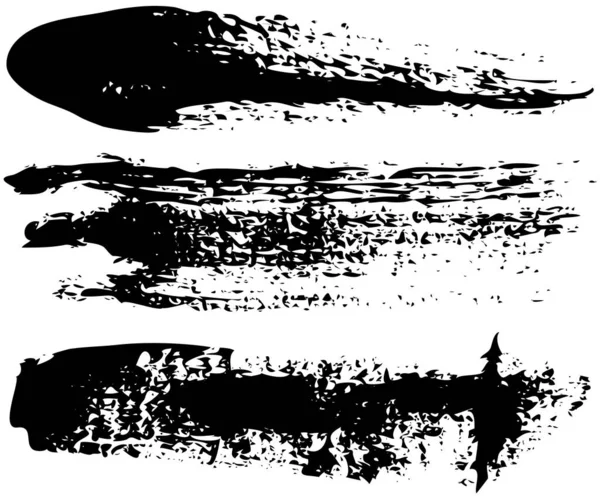 Ensemble Différentes Formes Abstraites Frottis Impressions Eléments Design Noir Isolés — Image vectorielle