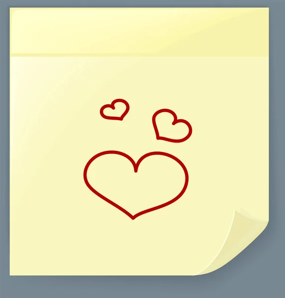 Hand Drawn Doodle Red Hearts Abstract Pattern Yellow Papaer Sheet — 图库矢量图片