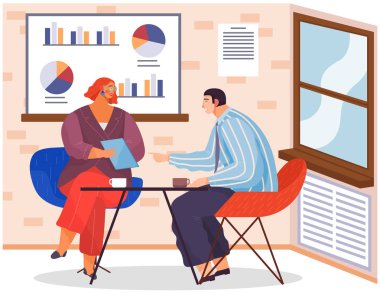 Ofis personeli, iş ve iletişim. Kafa ve astlar. Çeşitli işçiler, menajerler. Farklı seviyelerdeki üst düzey yöneticiler. Ofis çalışanları. İş arkadaşları. Meslektaşlar proje takım çalışmasını tartıştılar