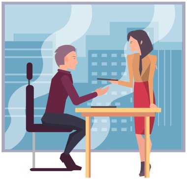 Ofis personeli, iş ve iletişim. Kafa ve astlar. Çeşitli işçiler, menajerler. Farklı seviyelerdeki üst düzey yöneticiler. Ofis çalışanları. İş arkadaşları. Meslektaşlar proje takım çalışmasını tartıştılar