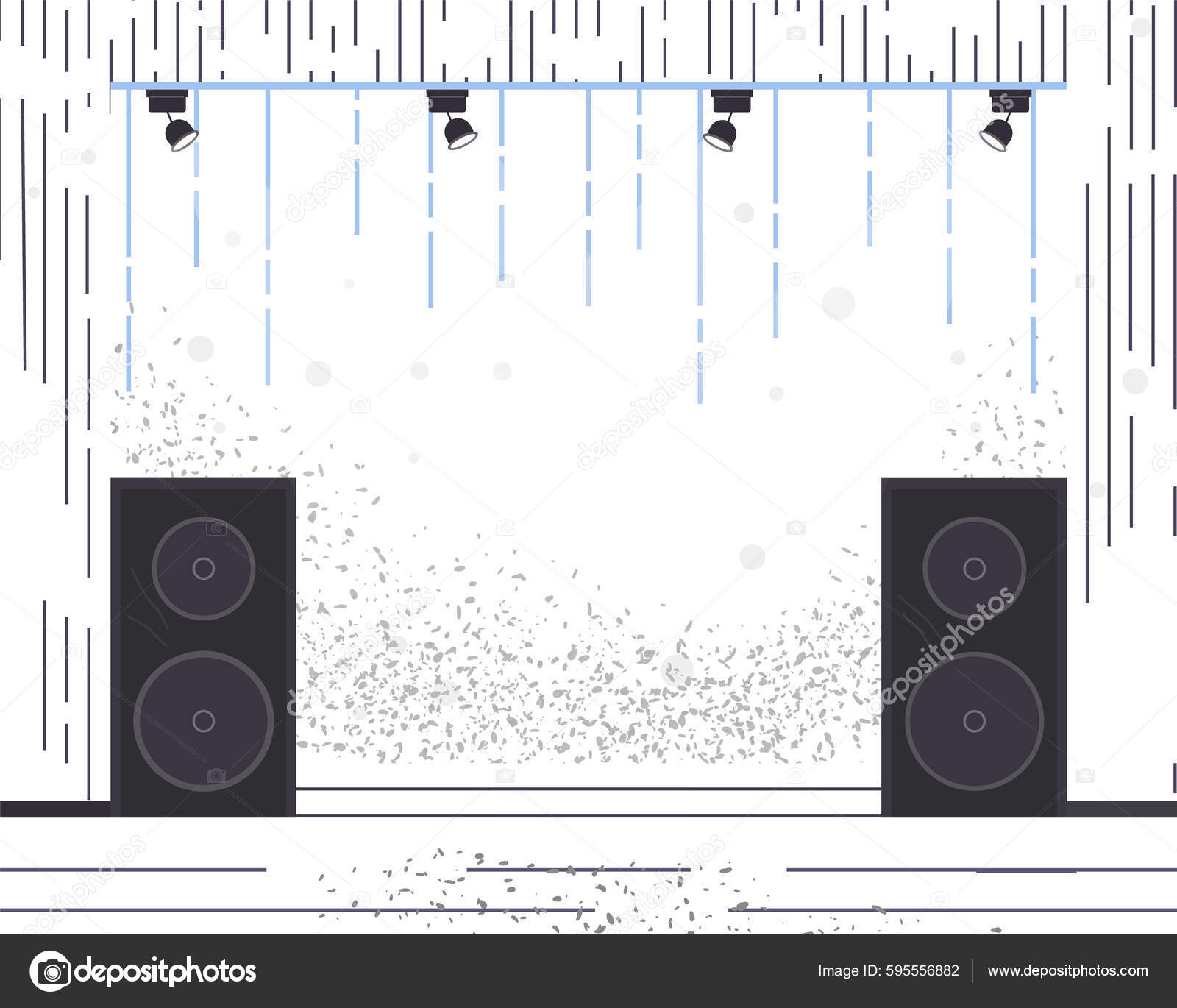 Stage Spotlights Music Player Devices Place Performing Theater Concert Exhibition Stock Vector