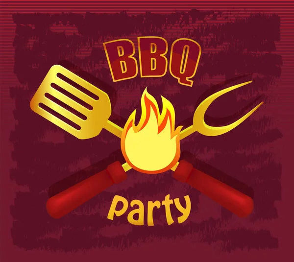 Bbq Party Logo Template Emblem Cafe Restaurant Food Delivery Service — Vector de stock