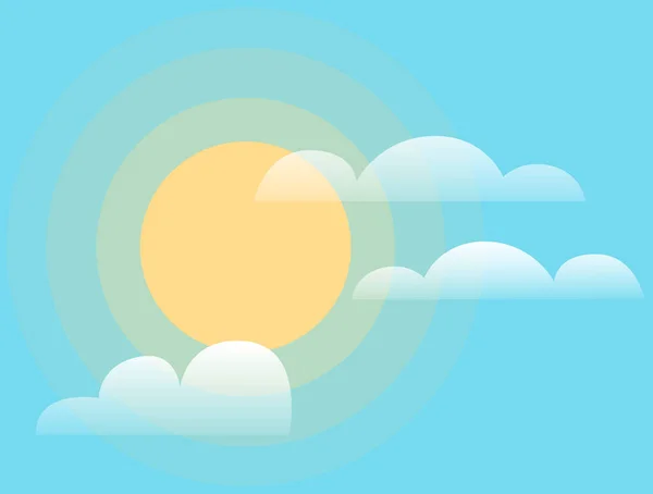 Bright Shining Sun Clouds Summer Sunny Day Blue Sky White — Stock vektor