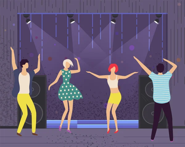 People Dancing Having Fun Nightclub Relaxation Music Nightlife Concept Dance — ストックベクタ