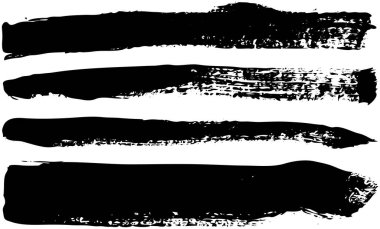 Farklı soyut şekiller, lekeler ve parmak izleri. Siyah tasarım elementleri beyaz arkaplanda izole edildi. Tarz yaratmak için kusursuz desen. Dekorasyon şablonu, tasarım biçimi için fırça darbeleri