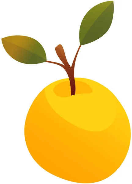 Yellow Cartoon Apple Isolated White Background Fresh Nature Appetizing Product — Vetor de Stock
