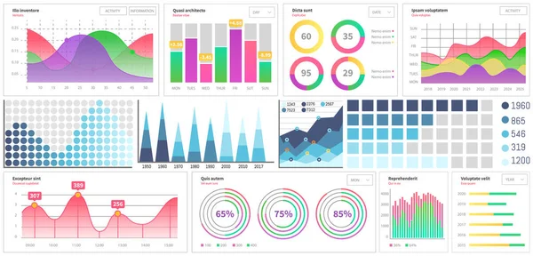 Infographic Chart Vector Template Annual Statistics Curve Graph Design Market — Stock Vector