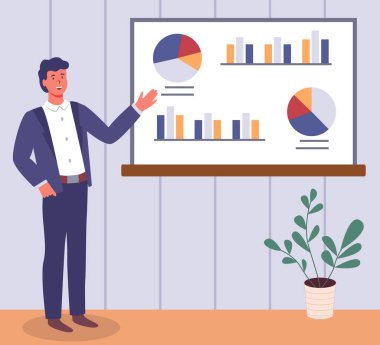 Analitik bilgi ve geliştirme istatistikleri. Web analiz ölçümü, ürün test teknolojisi. Adam gösterge panelinin optimizasyonunu, dijital raporunu analiz ediyor. Diyagramda istatistiksel göstergeler ve veriler