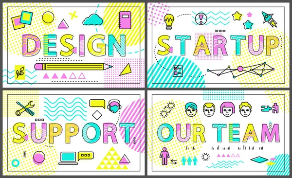 Design Creative Thoughts Start Banners Collection Support Posters Human Helping — Image vectorielle