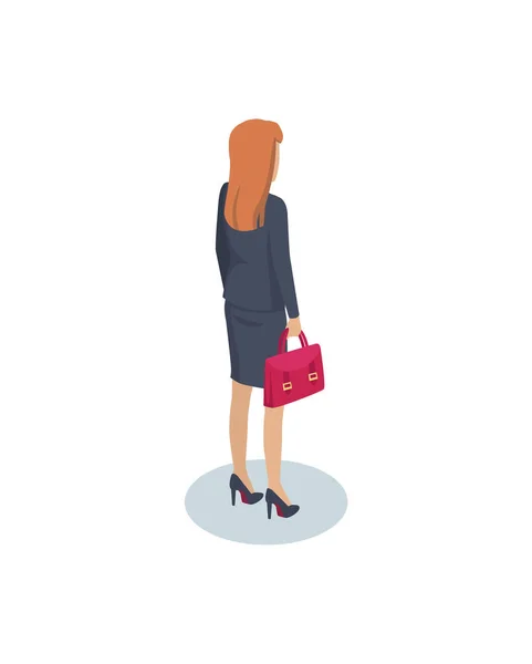 Businesswoman Carrying Red Briefcase Icon Cnstructor Manager Head Company Woman — стоковый вектор