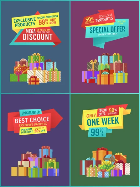 Exclusive Product Discount Set Ribbons Best Choice Limited Time Only — Stock Vector