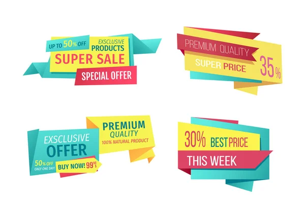 Super Sale Exclusive Offer Week Hot Price Natural Products Goods — Archivo Imágenes Vectoriales