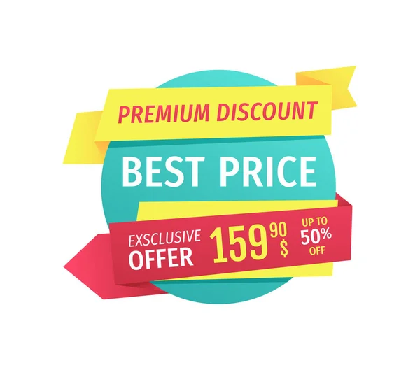Premium Discount Best Price Exclusive Offer Customers Poster Rounded Icon — Stockvektor