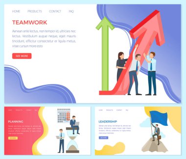 Idea for business teamwork, creative innovation. Successful mission of team landing page template. People develop business together make decisions, partnership and cooperation. Planning and leadership