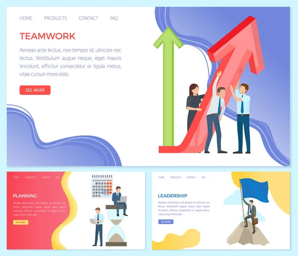 Idea Business Teamwork Creative Innovation Successful Mission Team Landing Page — Vetor de Stock