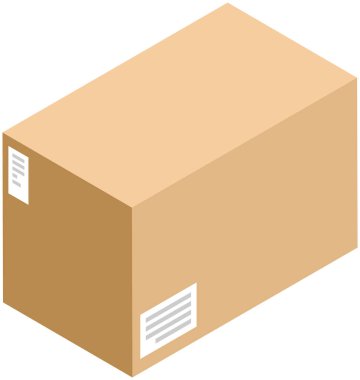 Closed cardboard box. Mail container. Brown recycling cardboard delivery box or postal parcel packaging, isolated on white background. Cartoon frame, warehouse box, cargo paper vector storage