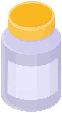 White plastic vitamin pill jar. Supplement bottle for liquid, blank package with cap. Medicine capsule jar mock up template, vector. Medical product bottle for prescription aspirin drug. Sport drugs