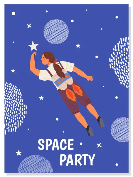 Postcards Atronauts Greeting Cards Invitations Party Cosmic Style Creative Posters — ストックベクタ