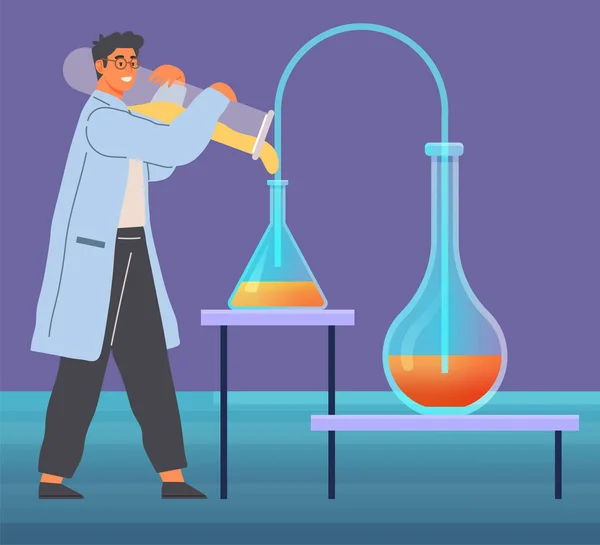 Scientist Conducting Experiments Liquid Research Lab Chemical Laboratory Substance Development — Wektor stockowy