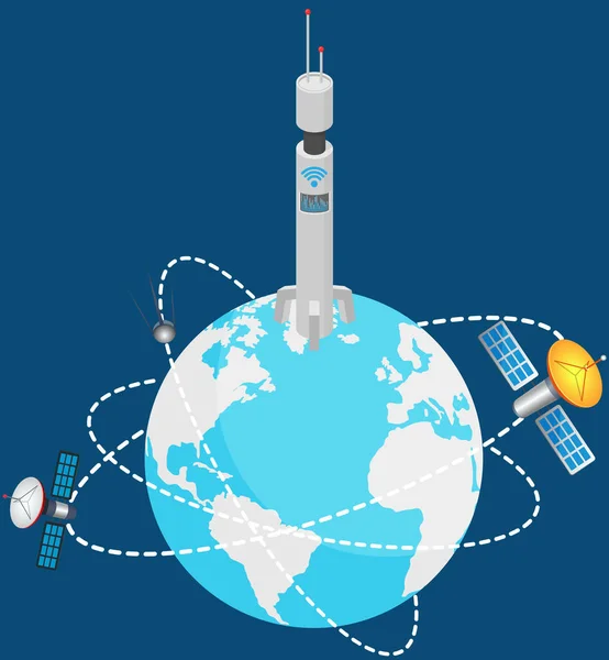 Cloud Computing Networks Structure Internet Communication Concept Signal Connection Station — Vector de stock