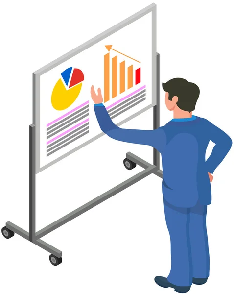 Analys Och Utvecklingsstatistik Webbanalysåtgärd Produkttestningsteknik Man Analyserar Instrumentpanel Seo Optimering — Stock vektor