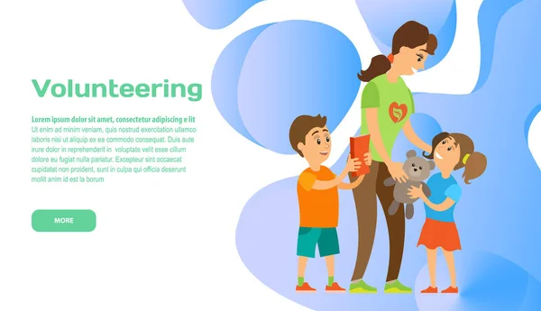 Volunteering Online Help People Disabilities Assistance Orphans Caring Kid Charity — Image vectorielle