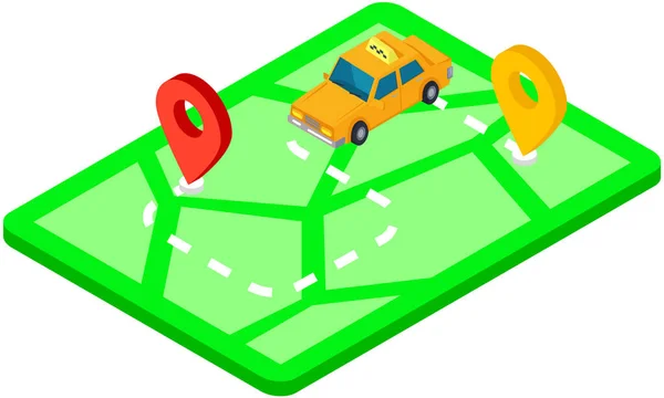 Gps Navigation Tracking App Vehicles Car Map Area Marks Map — Stockvektor