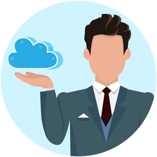 Cloud Data Storage Business Technology Server Concept Web Vector Businessman — Vector de stock