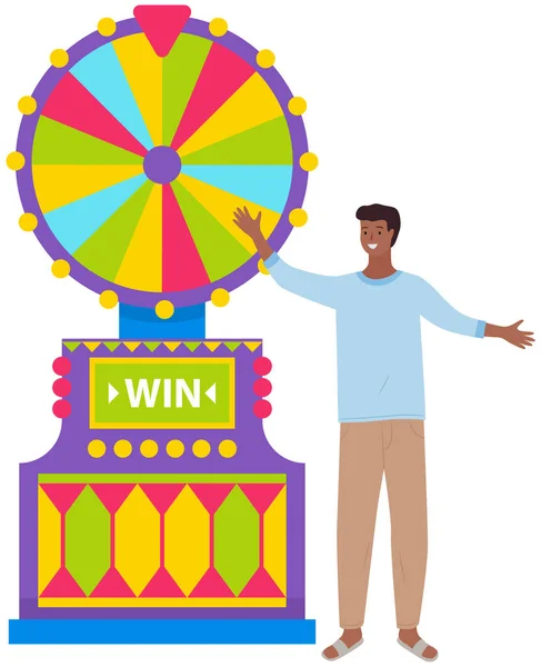 Game Fortune Wheel Concept Man Playing Risk Game Fortune Wheel — стоковий вектор