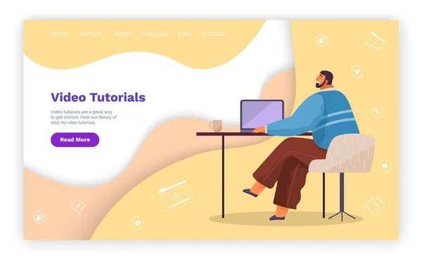 Video Tutoriales Concepto Cursos Línea Ilustración Plana Vectorial Para Web — Archivo Imágenes Vectoriales