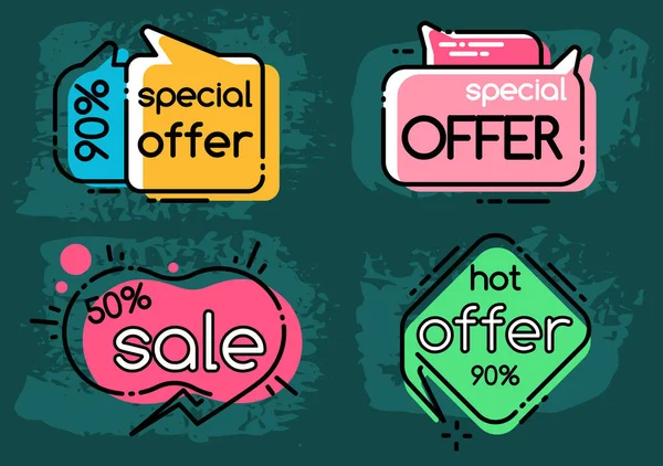 Discount Tag Sale Promotional Emblem Promotion Banner Layout Sale Percent — ストックベクタ