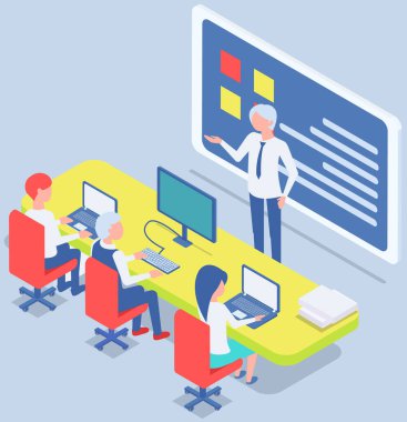 Ofis personeli, iş ve iletişim. Kafa ve astlar. Çeşitli işçiler, menajerler. Farklı seviyelerdeki üst düzey yöneticiler. Ofis çalışanları. İş arkadaşları. Meslektaşlar proje takım çalışmasını tartıştılar