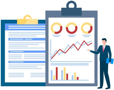 Analitik bilgi ve geliştirme istatistikleri. Web analiz ölçümü, ürün test teknolojisi. Adam gösterge panelinin optimizasyonunu, dijital raporunu analiz ediyor. Diyagramda istatistiksel göstergeler ve veriler