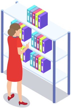 Kadın sekreter yanında belgelerle birlikte. Vekil iş kadını ya da öğrenci dosyasını belgelerle birlikte çıkarıyor. Ofis çalışanı arşiv dosyalarını alır. Ofisin yanında elinde dosyalarla duran genç bir çalışan.