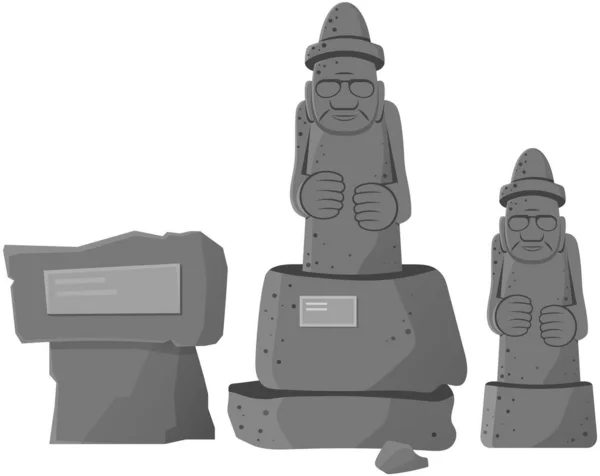 Antigua Escultura Piedra Monumento Arquitectónico Figura Humana Histórica Inmemorial Tallada — Archivo Imágenes Vectoriales