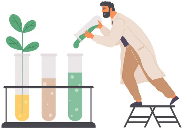 Scientist Makes Laboratory Analysis Equipment Chemist Conducting Scientific Experiment Chemical — Image vectorielle